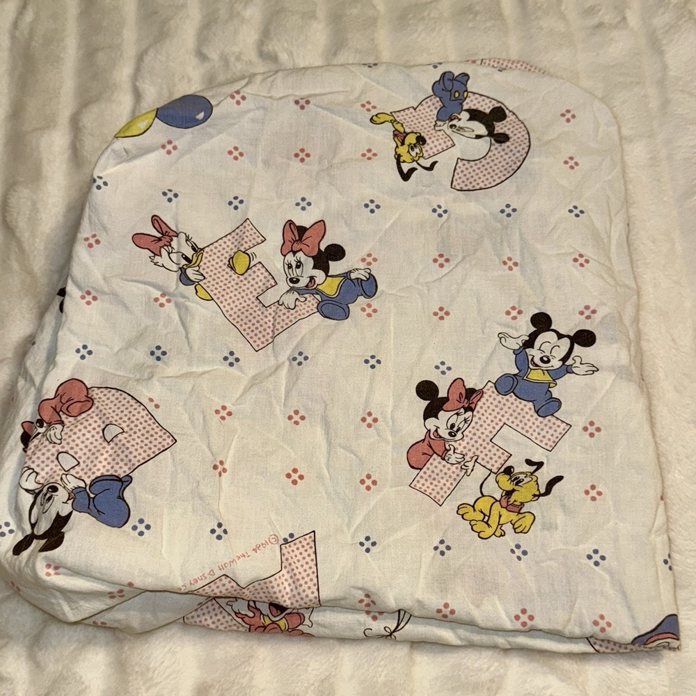 Vintage Disney Baby Mickey Fitted‎ Crib Sheet Mickey Minnie Donald ABC 1984